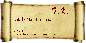 Takáts Karina névjegykártya